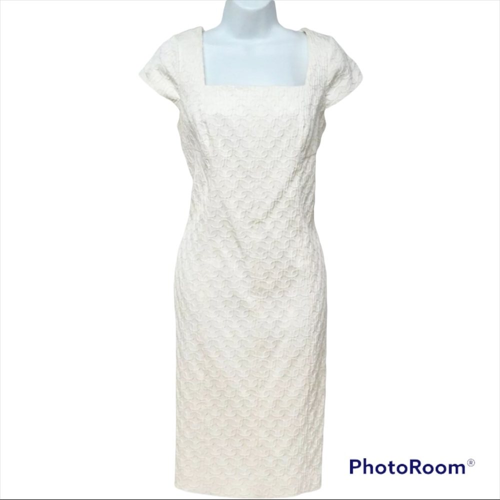 Adrianna Papell Designer Textured Off White Dress